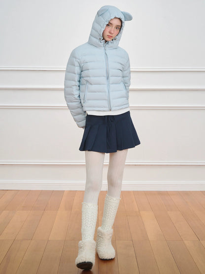 NECY. Original Design Knit Pleated Drawstring Skirt