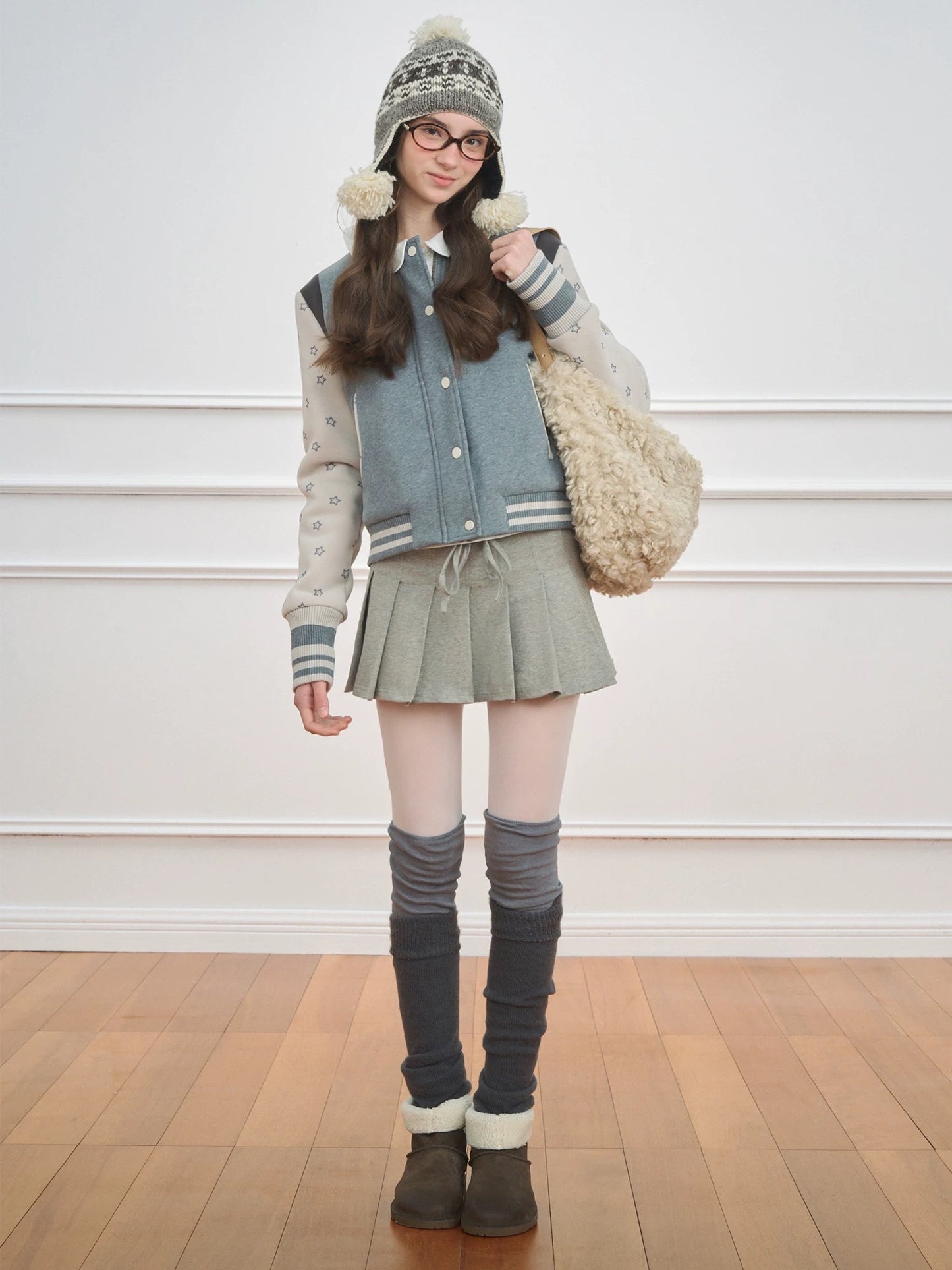 NECY. Original Design Knit Pleated Drawstring Skirt