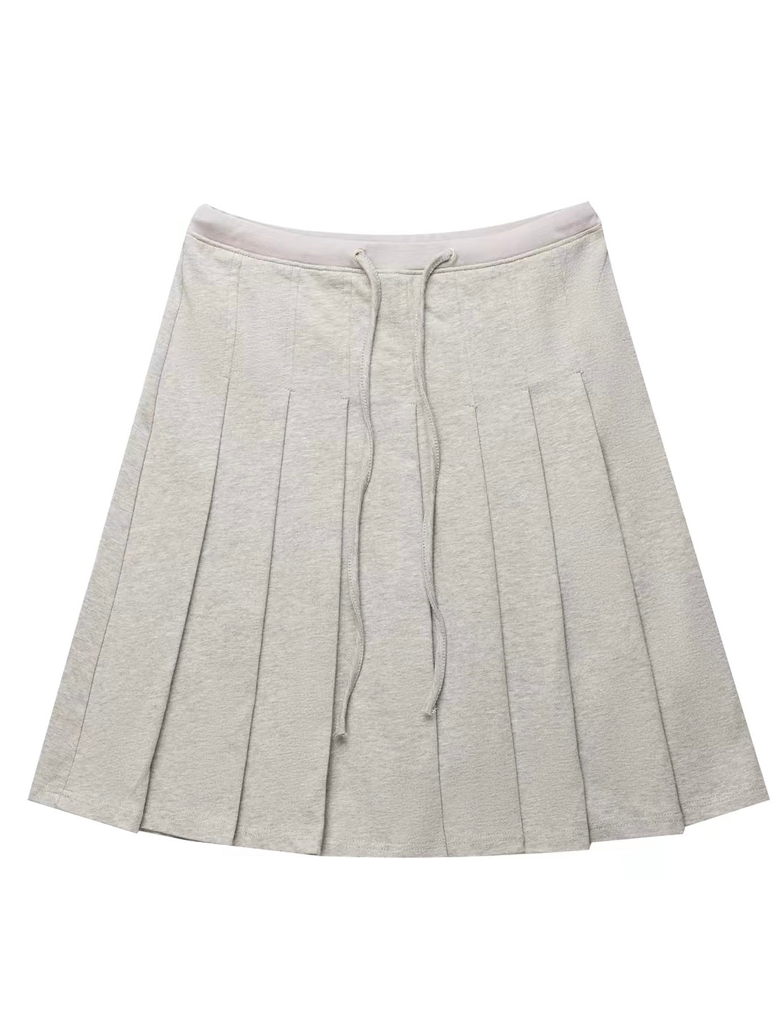 NECY. Original Design Knit Pleated Drawstring Skirt