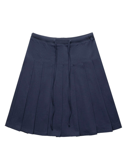 NECY. Original Design Knit Pleated Drawstring Skirt