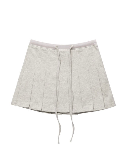 NECY. Original Design Knit Pleated Drawstring Skirt