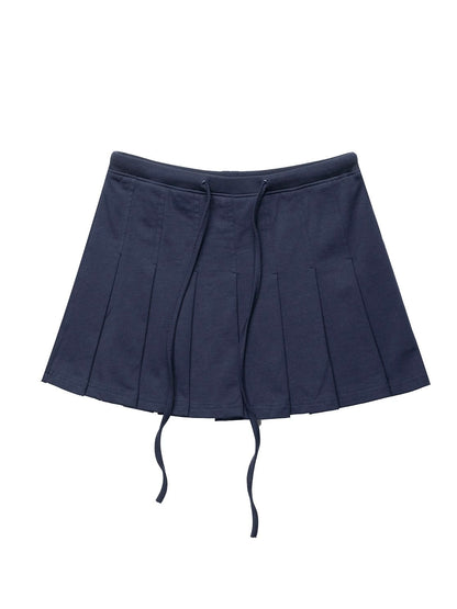 NECY. Original Design Knit Pleated Drawstring Skirt