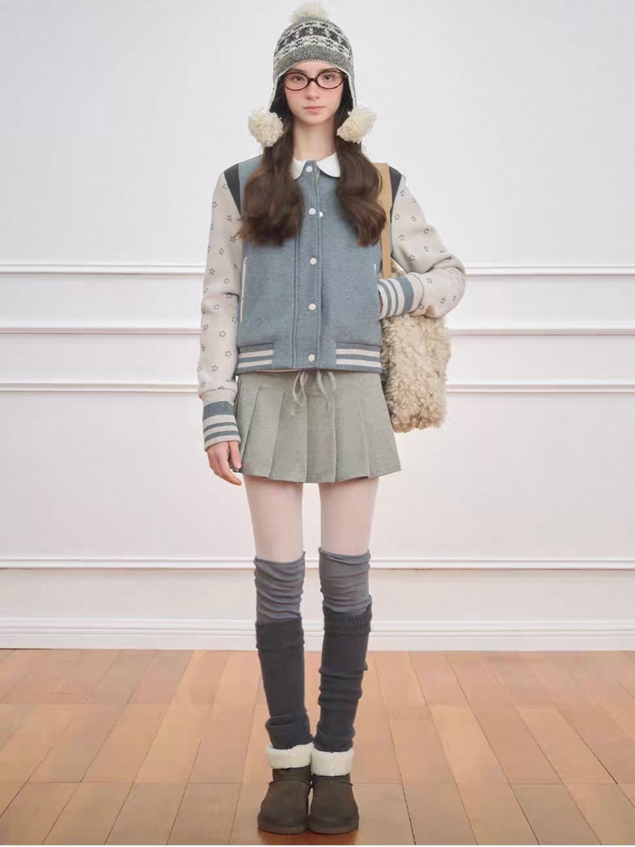 NECY. Original Design Knit Pleated Drawstring Skirt