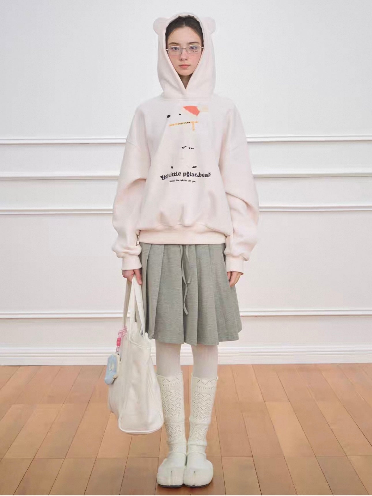 NECY. Original Design Knit Pleated Drawstring Skirt