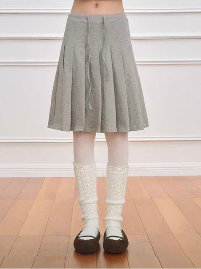 NECY. Original Design Knit Pleated Drawstring Skirt