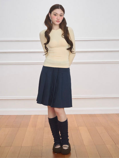 NECY. Original Design Knit Pleated Drawstring Skirt