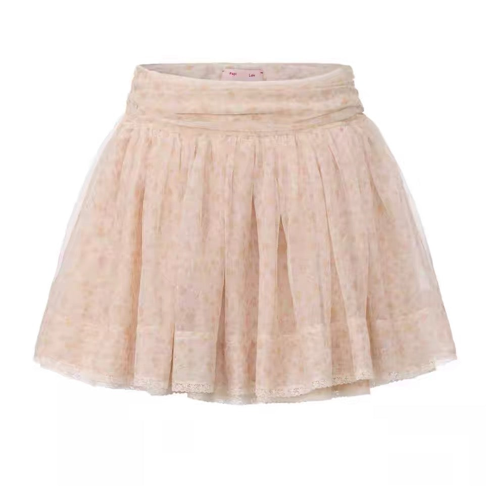Papi Lav. Original Design Floral Lace Tulle Puff Mini Skirt