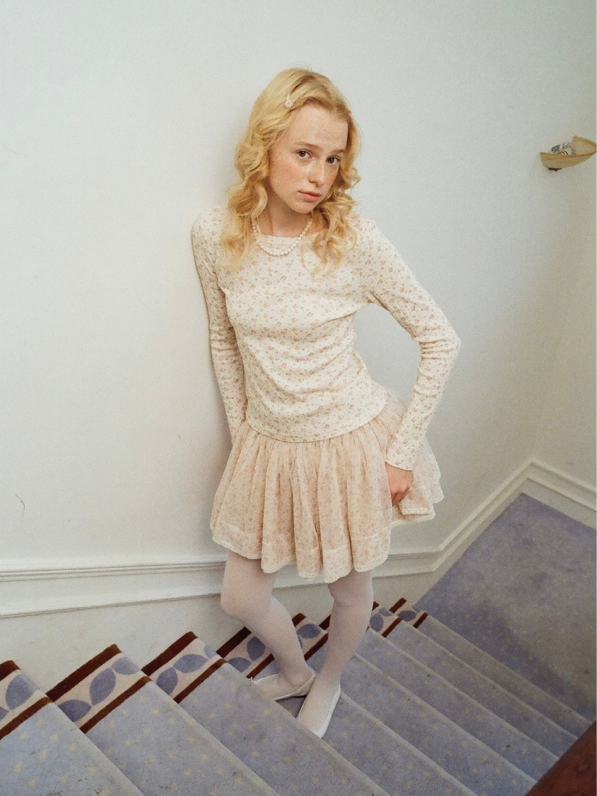 Papi Lav. Original Design Floral Lace Tulle Puff Mini Skirt