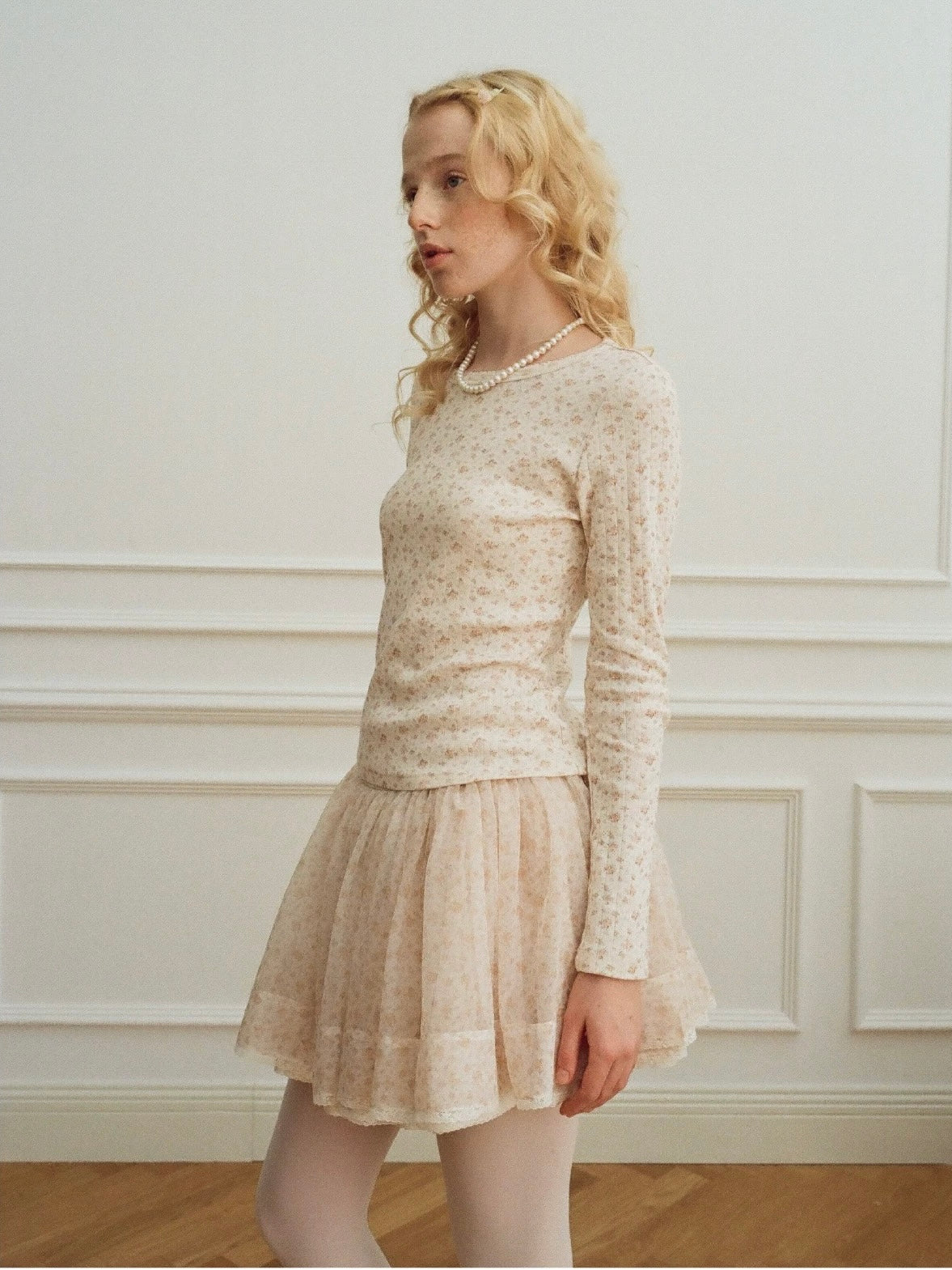 Papi Lav. Original Design Floral Lace Tulle Puff Mini Skirt