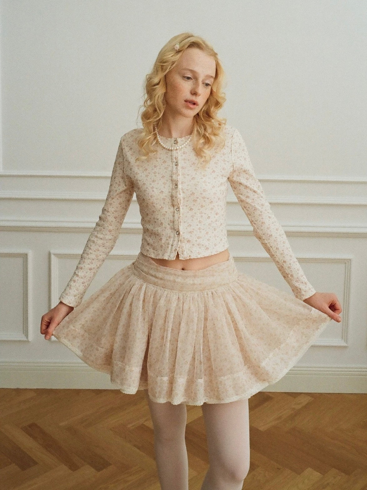 Papi Lav. Original Design Floral Lace Tulle Puff Mini Skirt