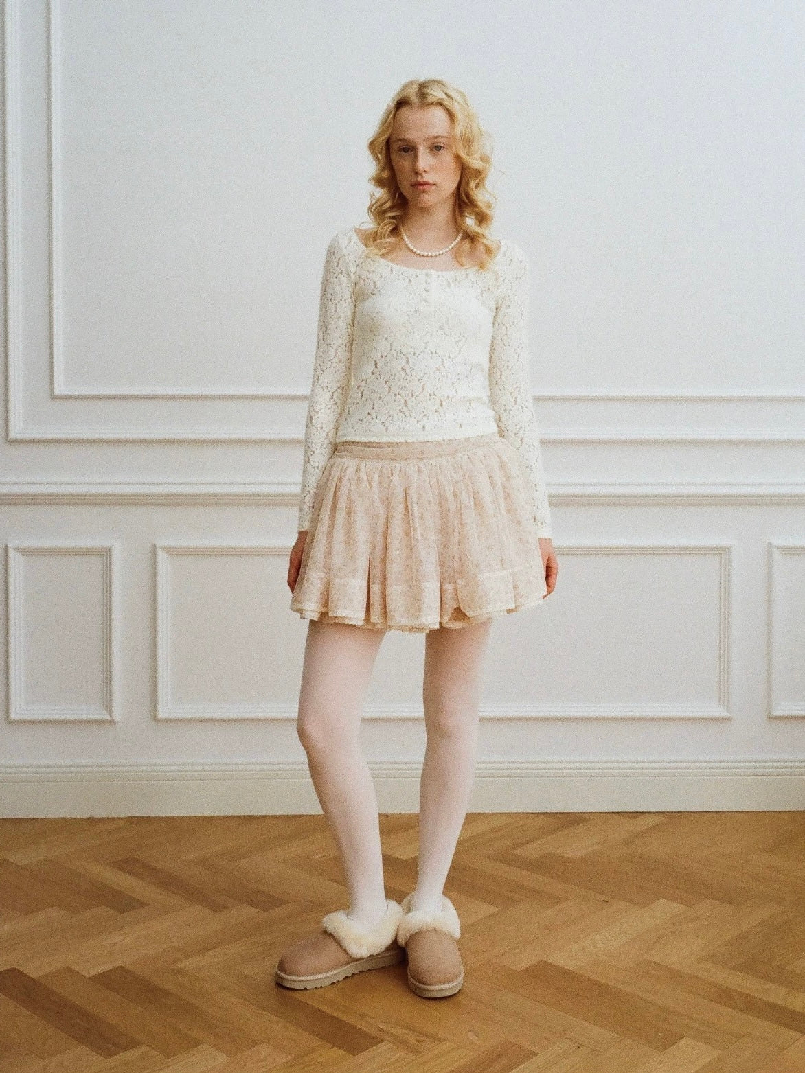 Papi Lav. Original Design Floral Lace Tulle Puff Mini Skirt