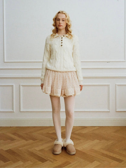 Papi Lav. Original Design Floral Lace Tulle Puff Mini Skirt