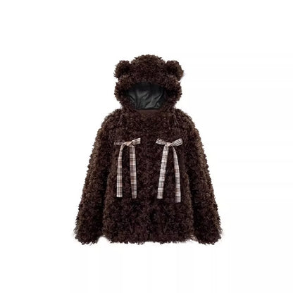 Narrator. Original Design Teddy Bear Hood Plush Cotton-Lined Short Jacket