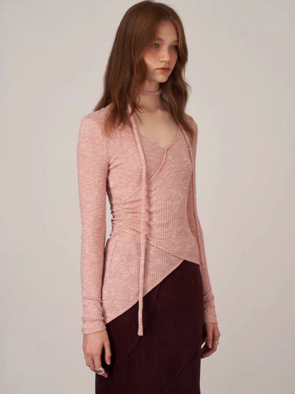 Someone Sometimes. Original Design Brushed Pleated Ribbon Knit Top