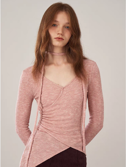 Someone Sometimes. Original Design Brushed Pleated Ribbon Knit Top