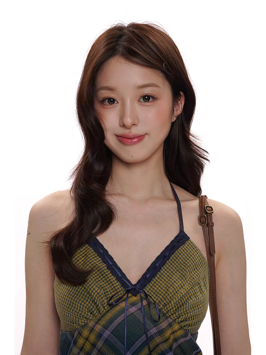 Moromoro. Original Design Vintage Plaid Patchwork Cami Dress