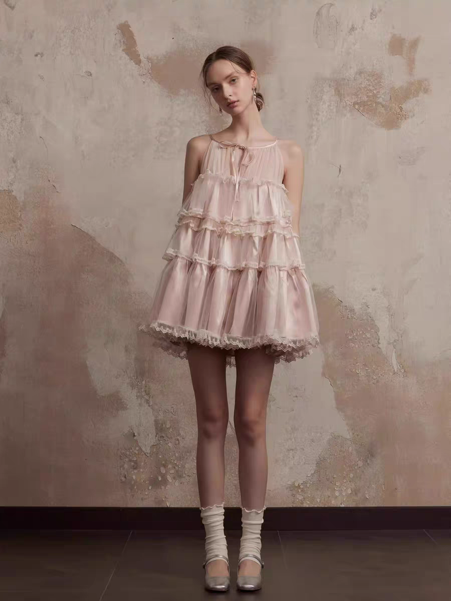 Fa sogno. Original Design Lace Dance-Inspired Cami Puff Dress