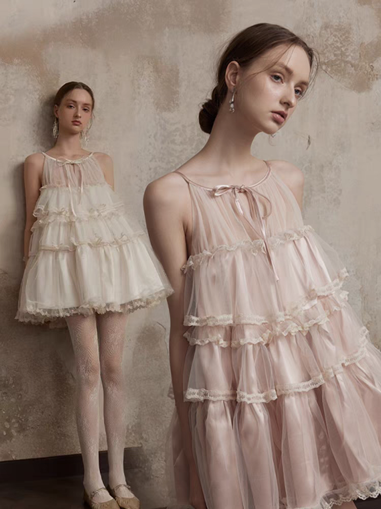 Fa sogno. Original Design Lace Dance-Inspired Cami Puff Dress
