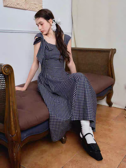 Ffringe. Original Design Asymmetrical Shoulder Detachable Bow Tie Maxi Dress