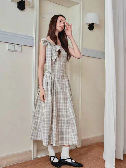Ffringe. Original Design Asymmetrical Shoulder Detachable Bow Tie Maxi Dress