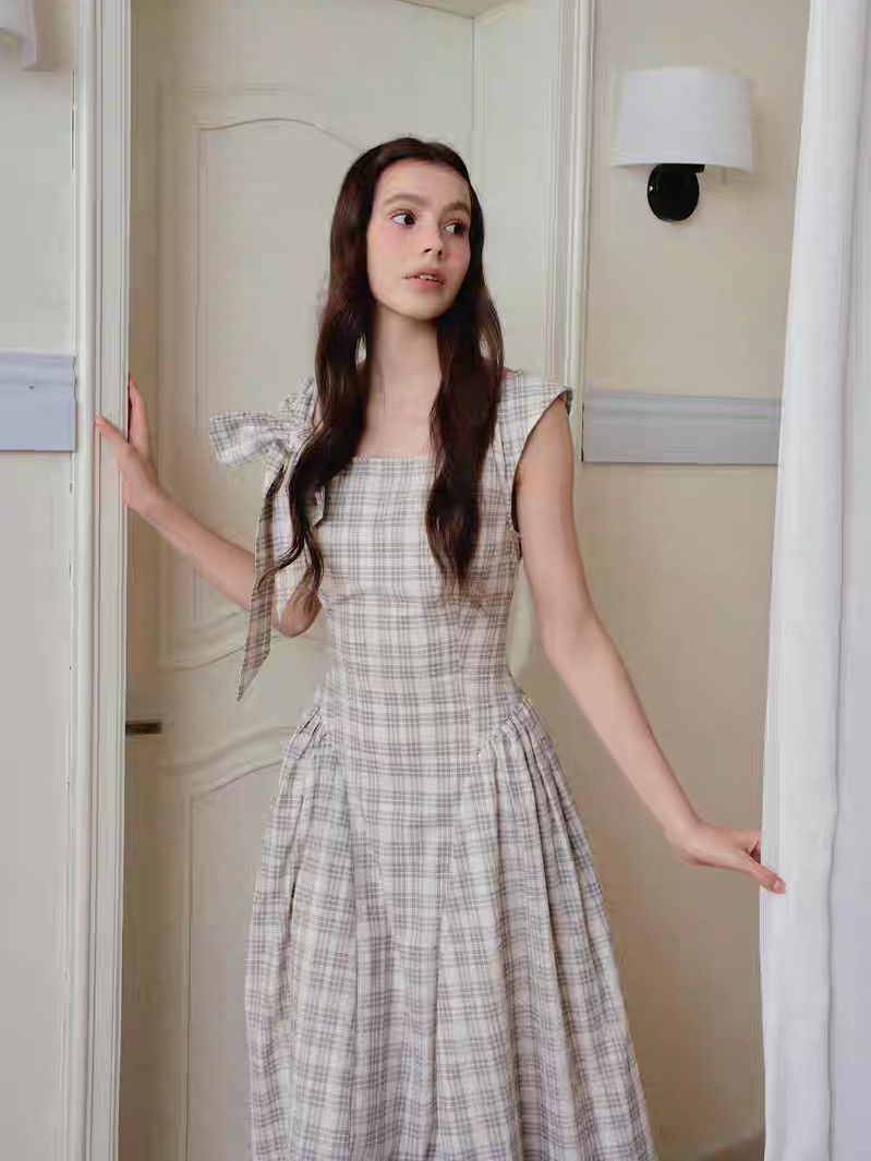 Ffringe. Original Design Asymmetrical Shoulder Detachable Bow Tie Maxi Dress