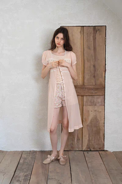 Kissgarnet. Original Design Knit Top & Lace Cardigan Dress Set