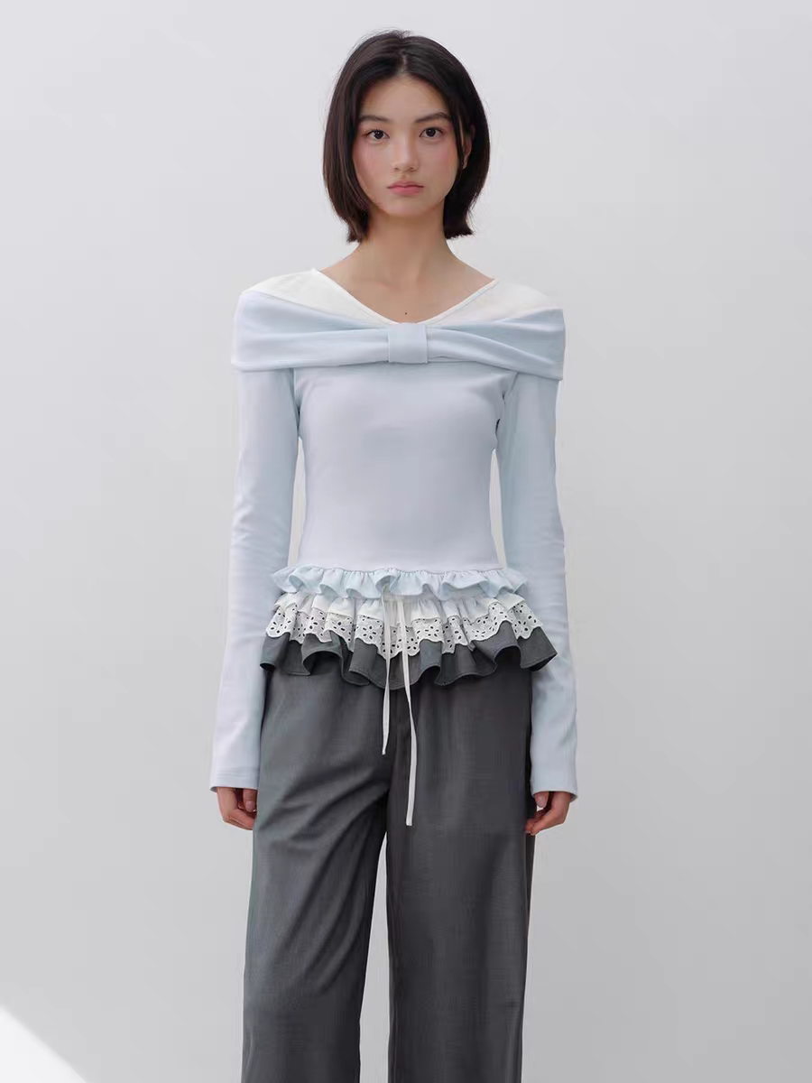 Narrator. Original Design High-Stretch Bow Long-Sleeve T-Shirt