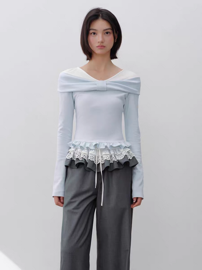 Narrator. Original Design High-Stretch Bow Long-Sleeve T-Shirt