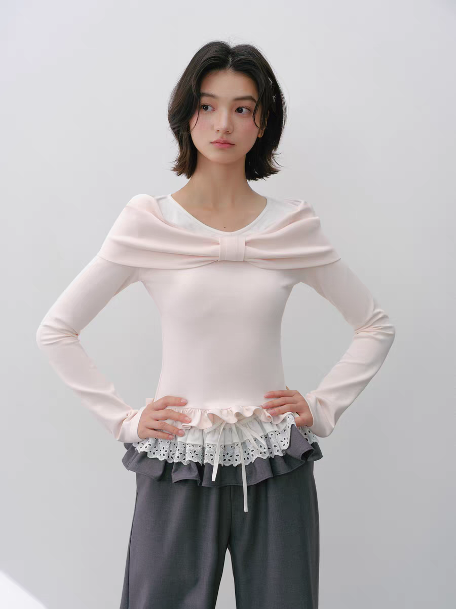 Narrator. Original Design High-Stretch Bow Long-Sleeve T-Shirt