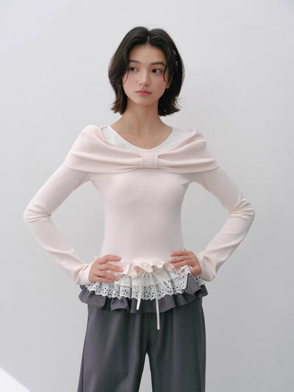Narrator. Original Design High-Stretch Bow Long-Sleeve T-Shirt