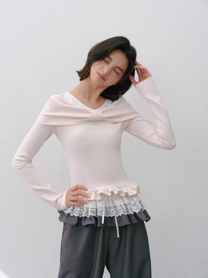 Narrator. Original Design High-Stretch Bow Long-Sleeve T-Shirt