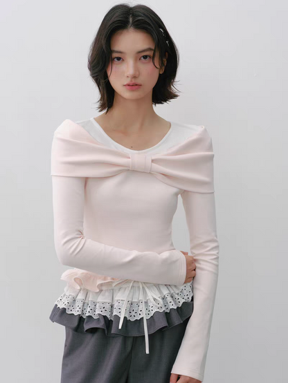 Narrator. Original Design High-Stretch Bow Long-Sleeve T-Shirt