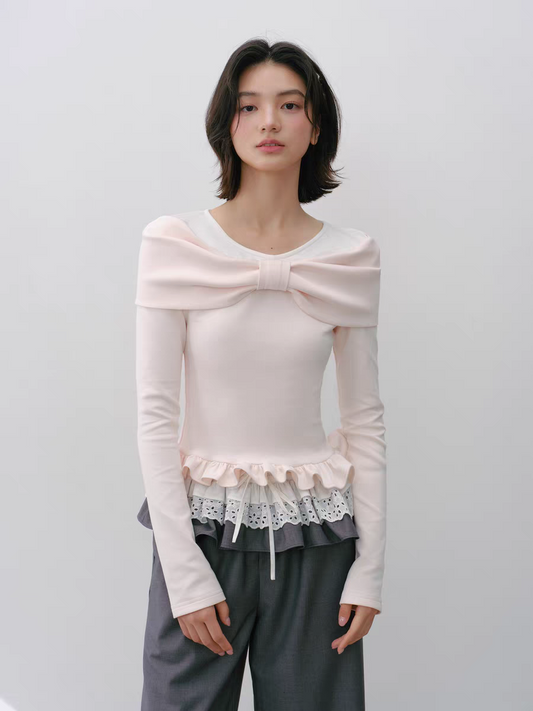 Narrator. Original Design High-Stretch Bow Long-Sleeve T-Shirt