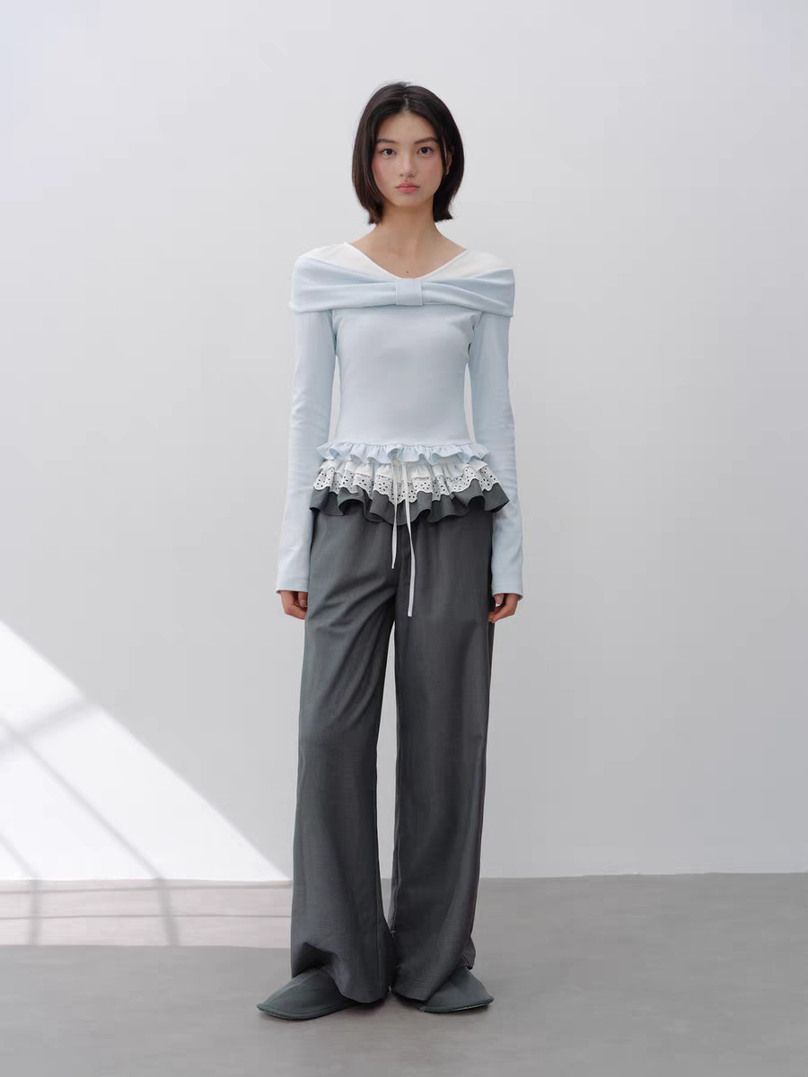 Narrator. Original Design High-Stretch Bow Long-Sleeve T-Shirt