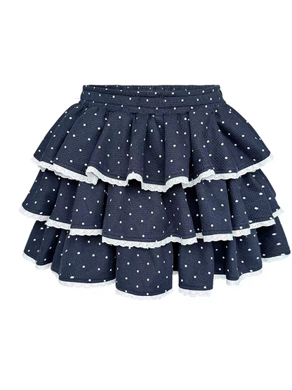 Narrator. Original Design Polka Dot Bow Zip Hoodie & Ruffle Tiered Mini Skirt Set
