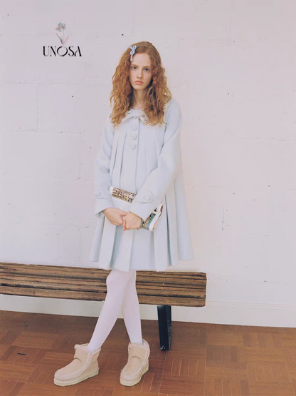 UNOSA. Original Design Bow A-Line Pleated Coat