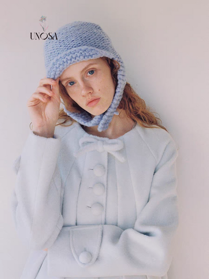 UNOSA. Original Design Bow A-Line Pleated Coat