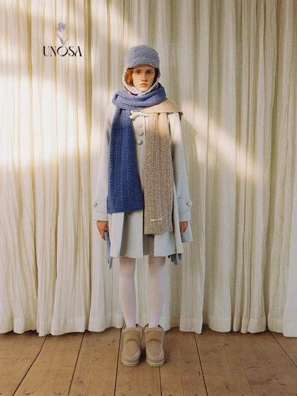 UNOSA. Original Design Bow A-Line Pleated Coat
