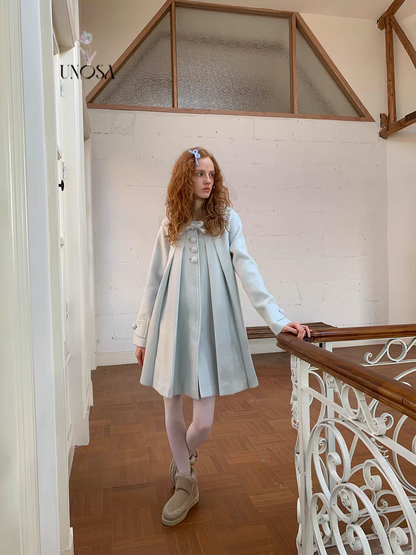 UNOSA. Original Design Bow A-Line Pleated Coat