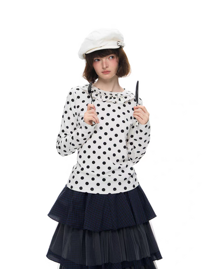 Romance Nanci. Original Design Polka Dot Ruffle Top