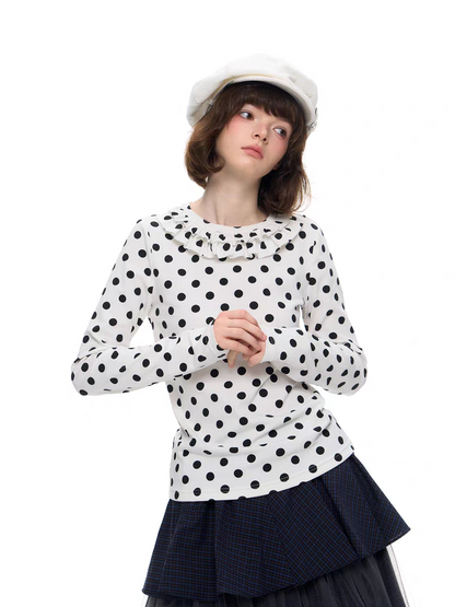 Romance Nanci. Original Design Polka Dot Ruffle Top
