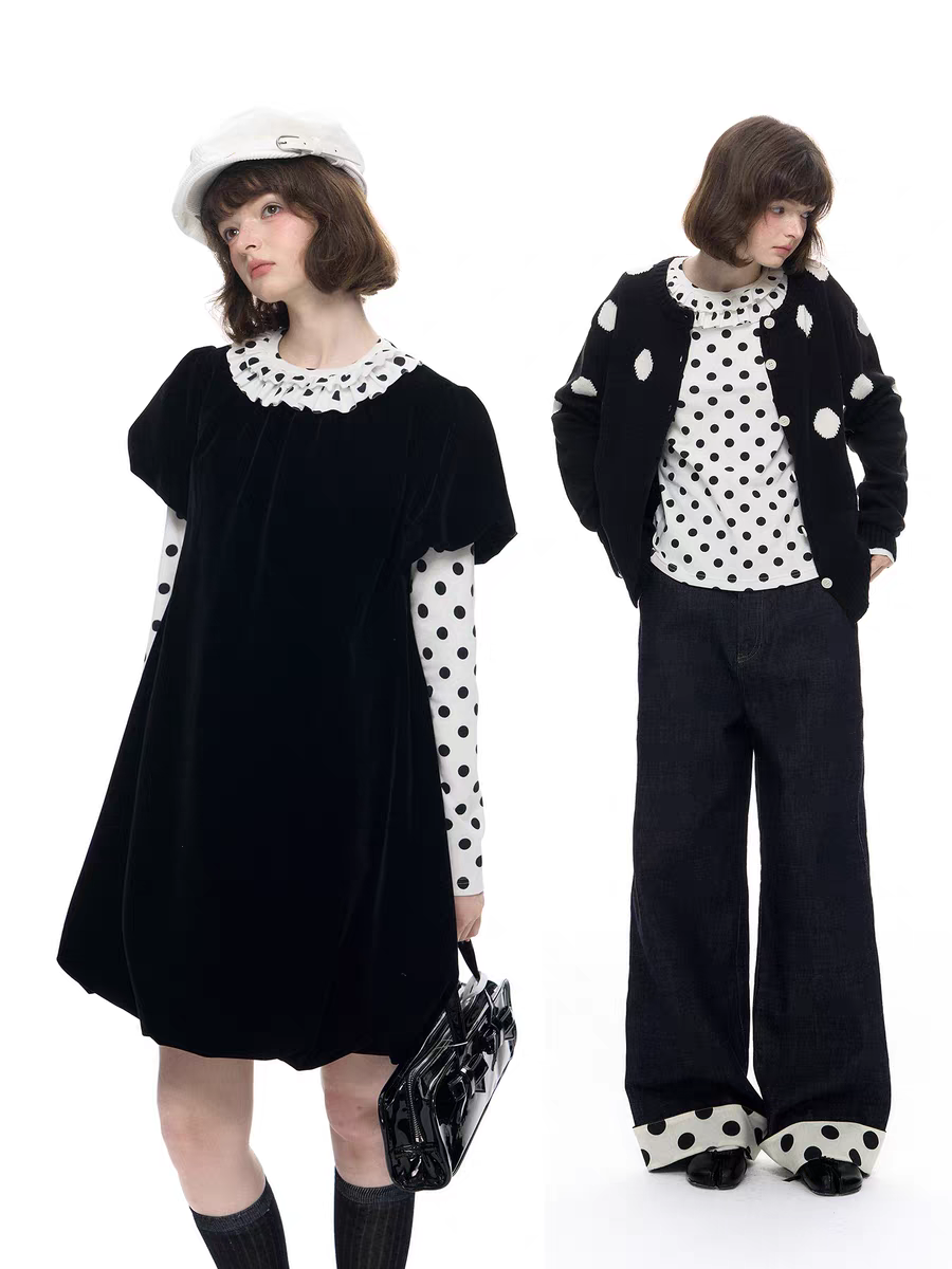 Romance Nanci. Original Design Polka Dot Ruffle Top