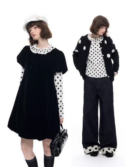 Romance Nanci. Original Design Polka Dot Ruffle Top