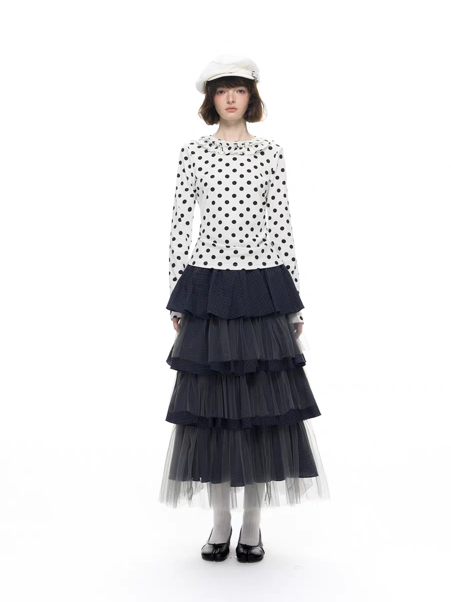 Romance Nanci. Original Design Polka Dot Ruffle Top