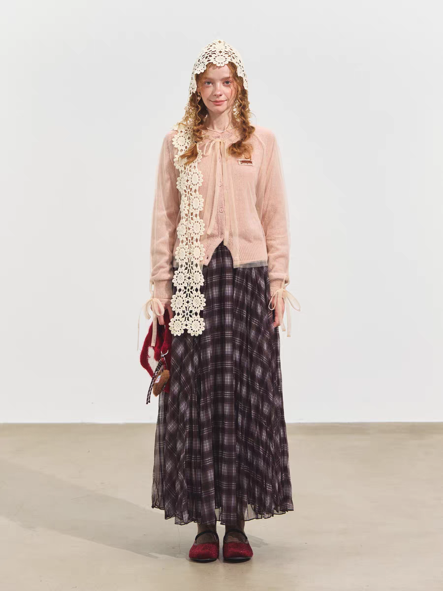 SOMESOWE. Original Design 2-Piece Mesh Knit Sweater Cardigan