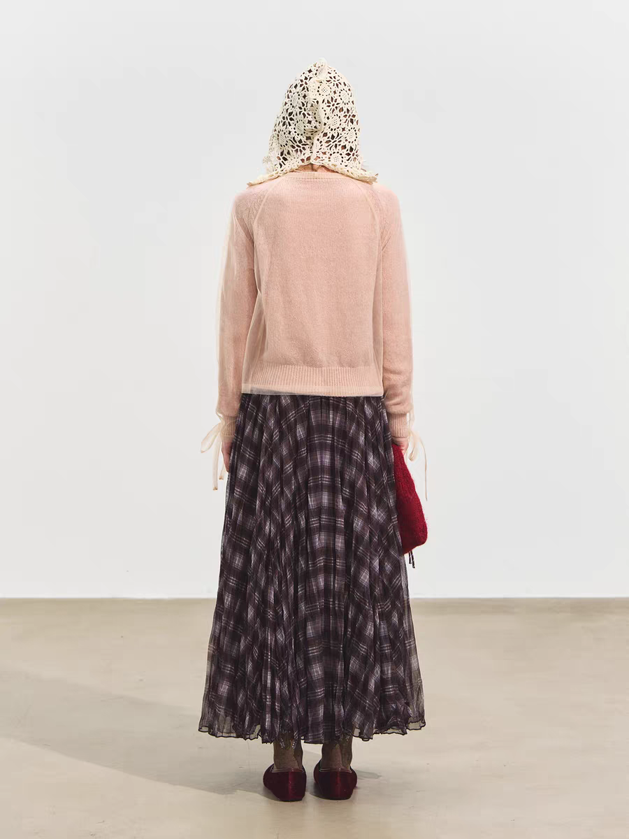 SOMESOWE. Original Design 2-Piece Mesh Knit Sweater Cardigan