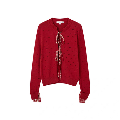 SOMESOWE. Original Design Vintage Plaid Tie Cardigan