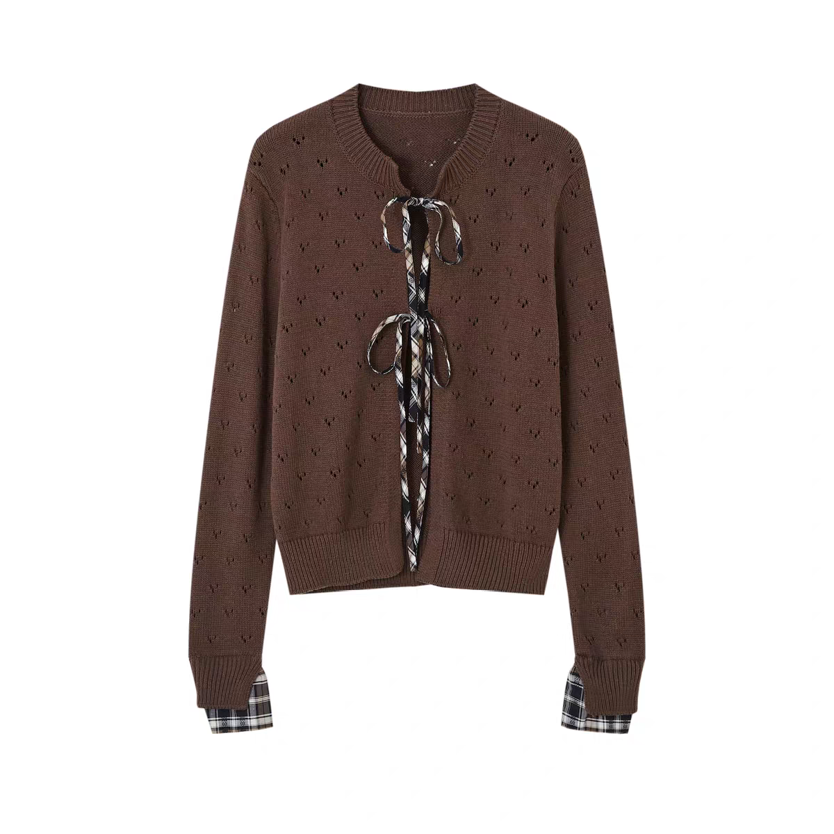 SOMESOWE. Original Design Vintage Plaid Tie Cardigan