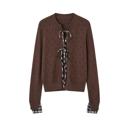 SOMESOWE. Original Design Vintage Plaid Tie Cardigan