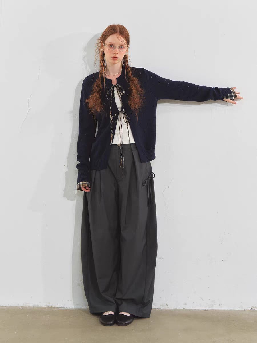 SOMESOWE. Original Design Vintage Plaid Tie Cardigan